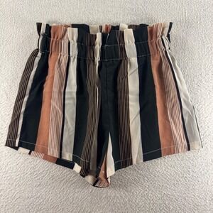 SHEIN Striped Paperbag Waist Shorts Womens L Multicolor High Rise Beachwear